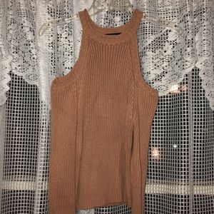 TAN/BROWN CROP TOP SWEATER